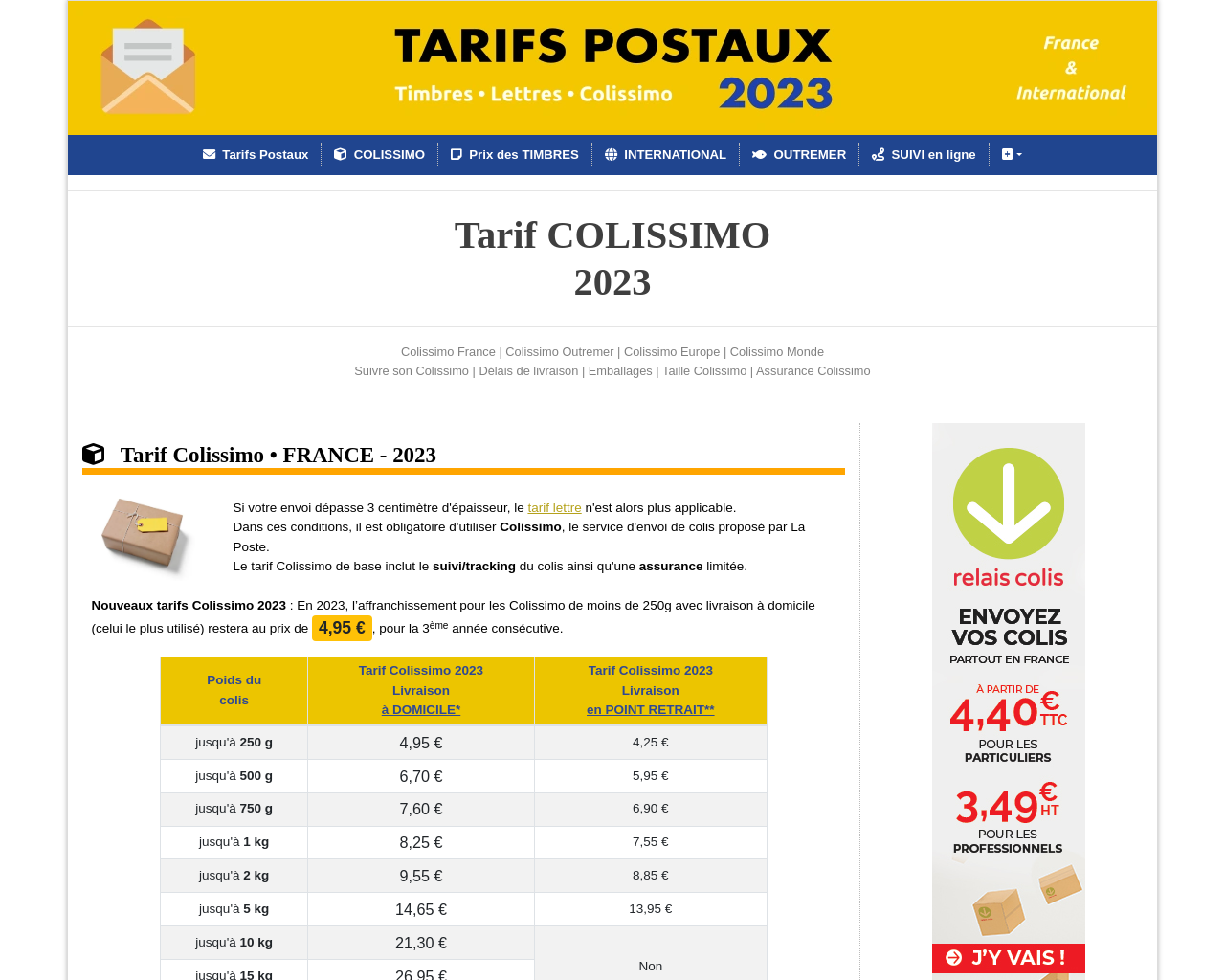 www.tarif-colissimo.fr